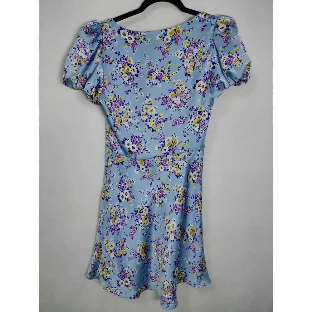 Zara Blue Short Floral Dress Women Size M